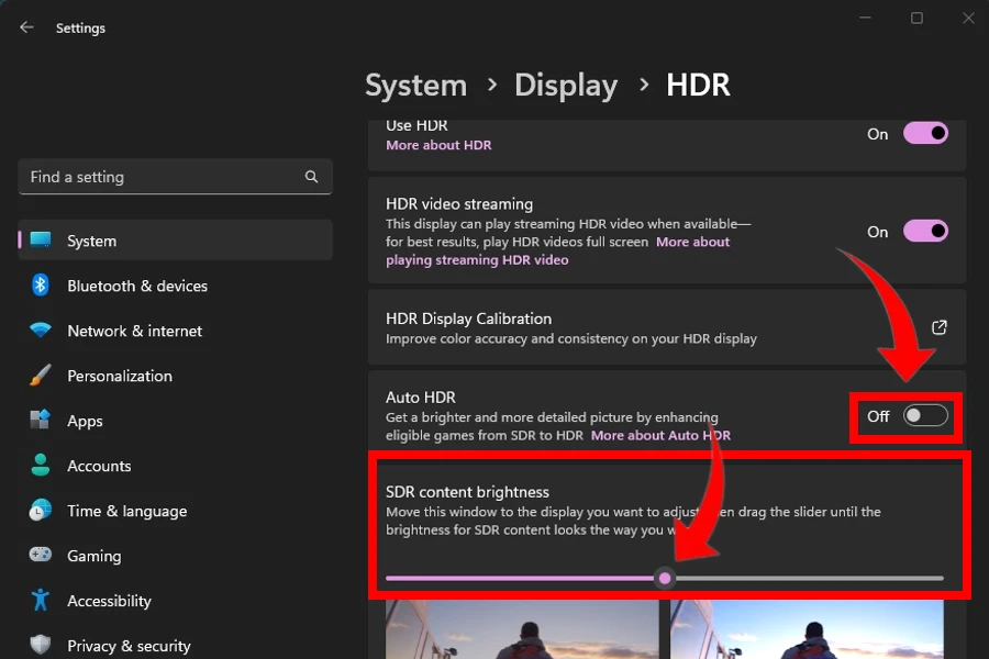 Adjusting HDR Settings
