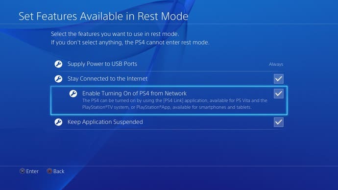 Enable turning on PS4 from the network