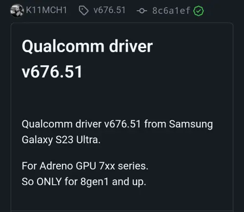 Qualcomm driver extracted from a Samsung Galaxy S23 Ultra.