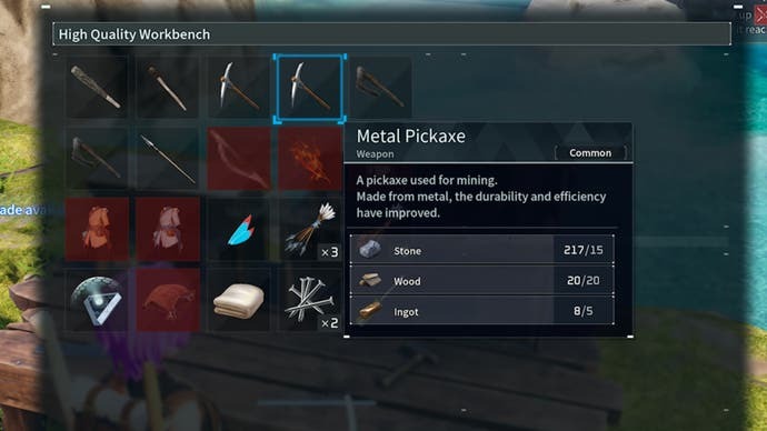 materials to make the Metal Pickaxe