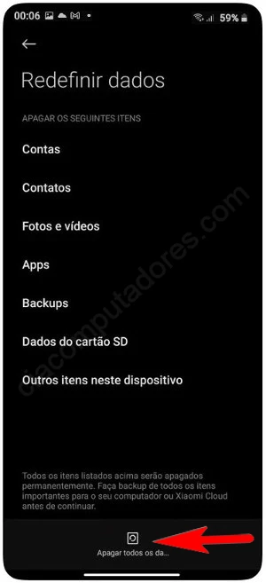 Format Redmi Note 13 5G through the settings menu